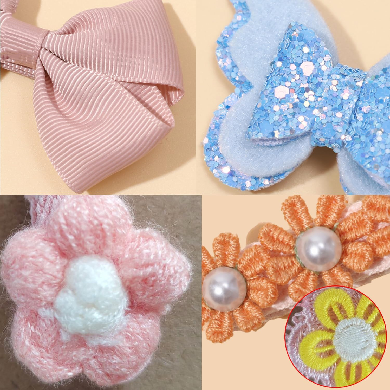 Taicols Knitted Hairpins Baby Hair Clips, 12 Pcs Plush Baby Flower Hairpins Girls Hair Clips Toddler Barrettes Fully Lined Alligator Clips Baby Girl Hair Clips for Girls Toddler Kids Children(Style 4) - Style 3 image number 2