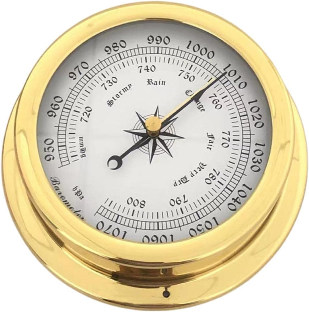 Qianly Wall Mounted Barometer Watch Pressure Gauge Accuracy Brass Shell Weather Station Indoor Outdoor for Porches Warehouses Marine Home Yard image number 2