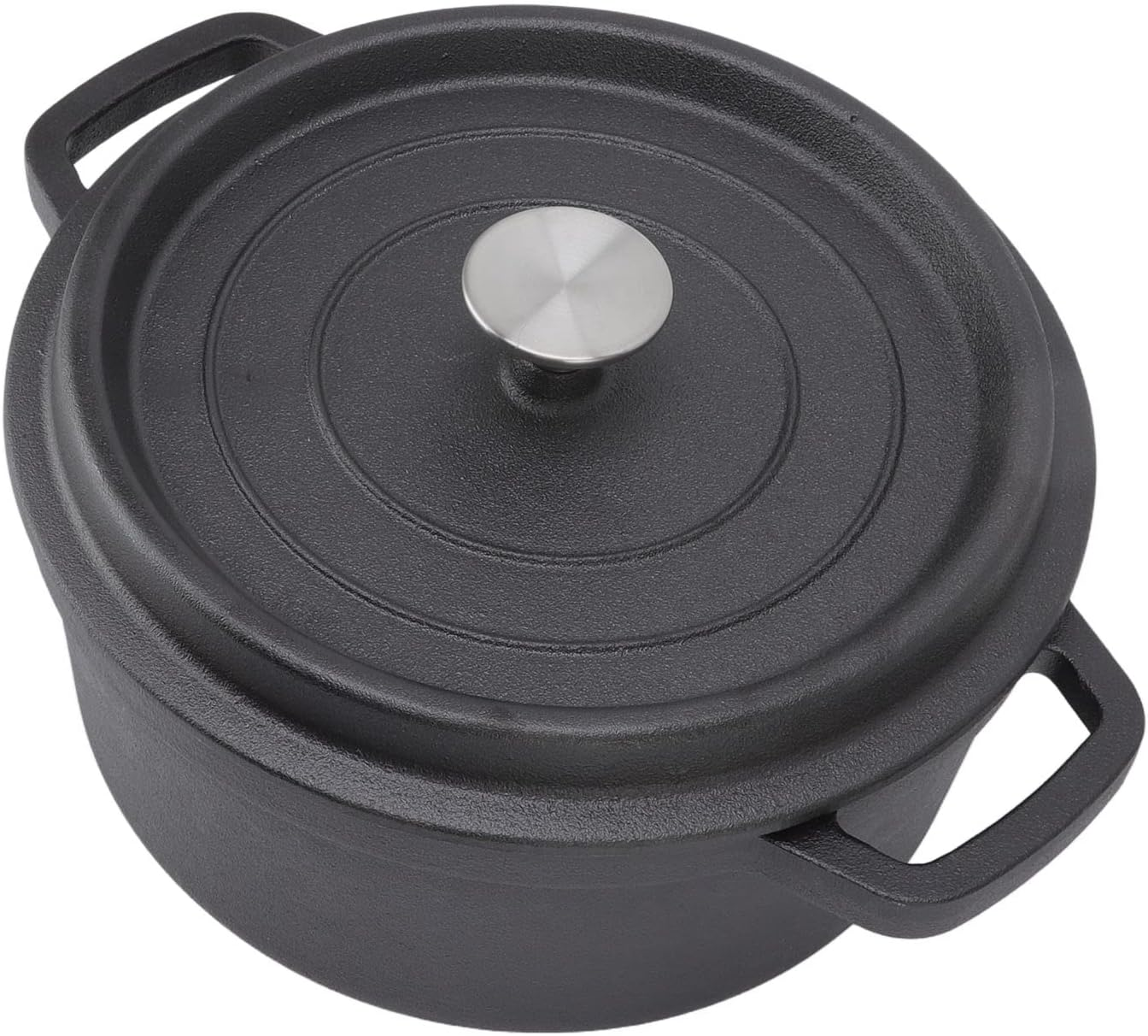 Cast Iron Pot Dual Loop Handle 24Cm Uncoated Dutch Oven Smart Cookware for Frying and Baking, Easy To image number 4