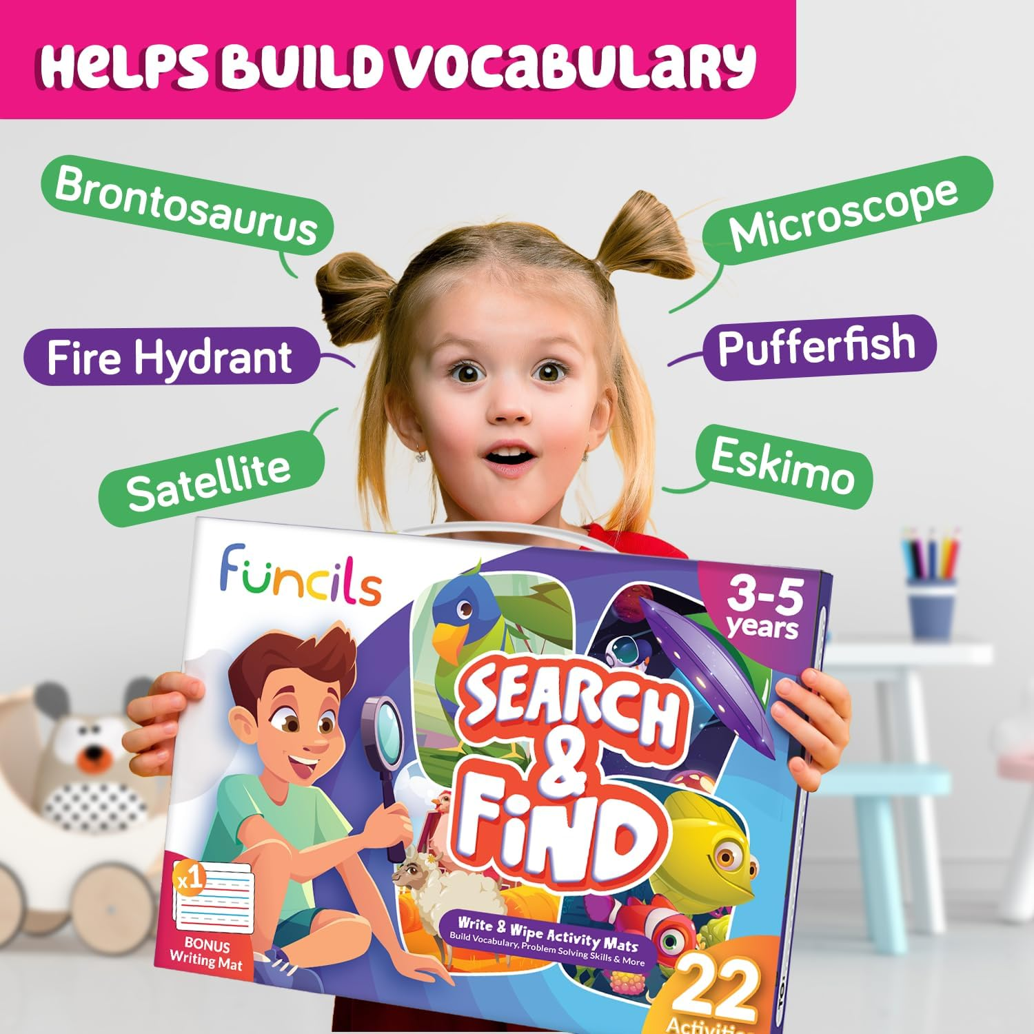 Search and Find for Kids & Toddlers - Preschool Learning Activity Book, Art and Craft Supplies, Seek Find Games, Birthday Gifts for Girls & Boys, Educational Toys for Ages 3, 4, 5, 6 Year Old