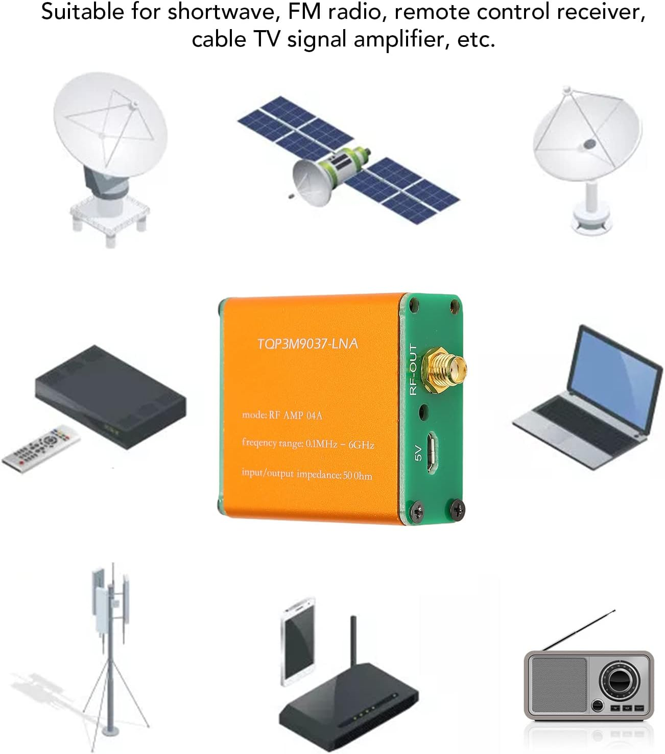 Low Noise Amplifier, 0.1Mhz-6Ghz Full Band Ultra Low Noise Amplifier Module, 20Db High Gain LNA. (Battery Not Included) image number 4