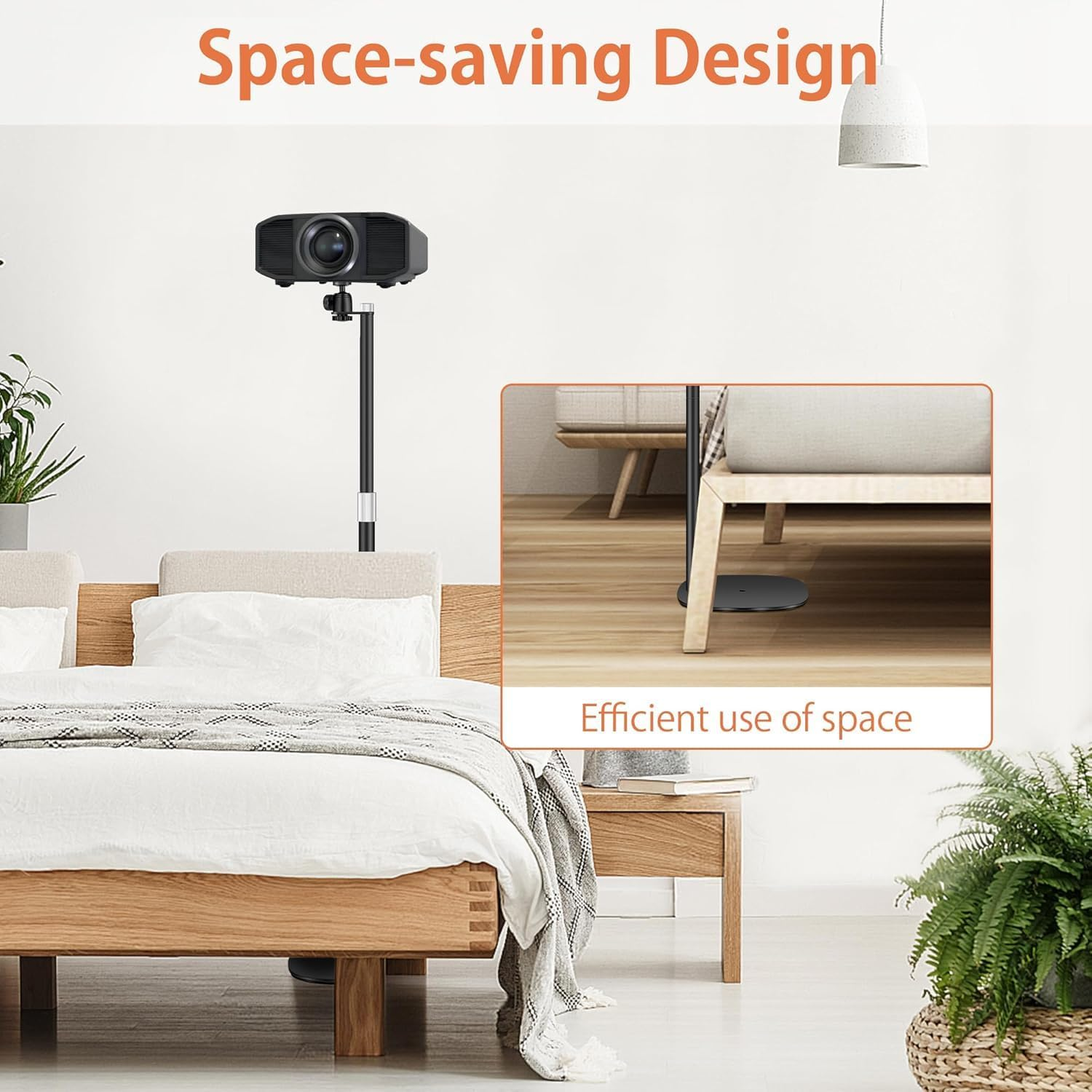 Projector Stand, Floor Mount with Adjustable Height 50-135Cm, Universal Projector Ceiling Mount 360&deg; Rotatable for Home & Office (Hiding-135Cm)