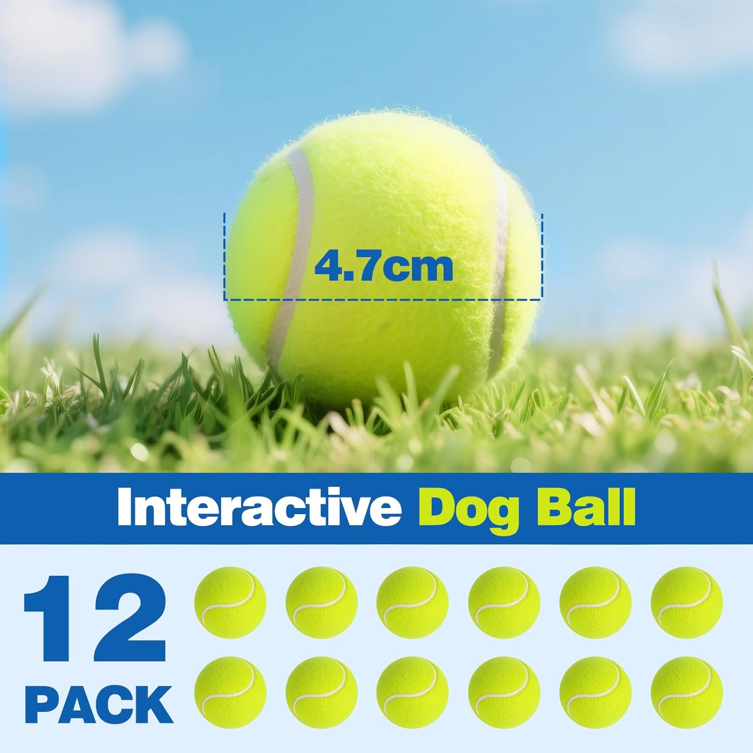 12 Pack Tennis Balls for Dogs, 2-Inch Size, Compatible with Most Automatic Ball Launchers, Exercise Playing Balls for Pet Dog image number 6