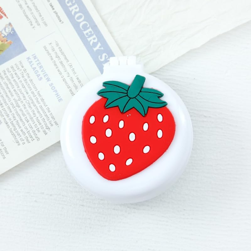 Strawberry Travel Hair Brush Pocket Comb with Mini Mirror Portable Compact Folding Hair Brushes round Mini Compact Massage Comb for Girls and Women, Styling Tools and Appliances, Hair Combs (2H969) image number 1