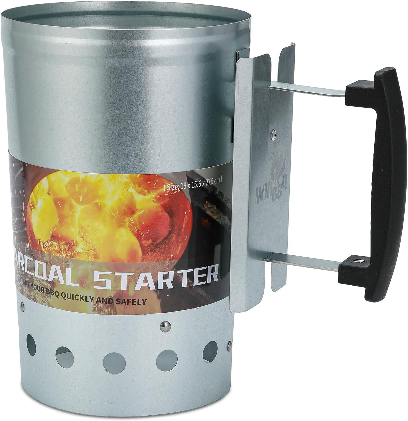 Willbbq Charcoal Starter Chimney Bucket BBQ Coal Starter for Rapid Fire image number 6