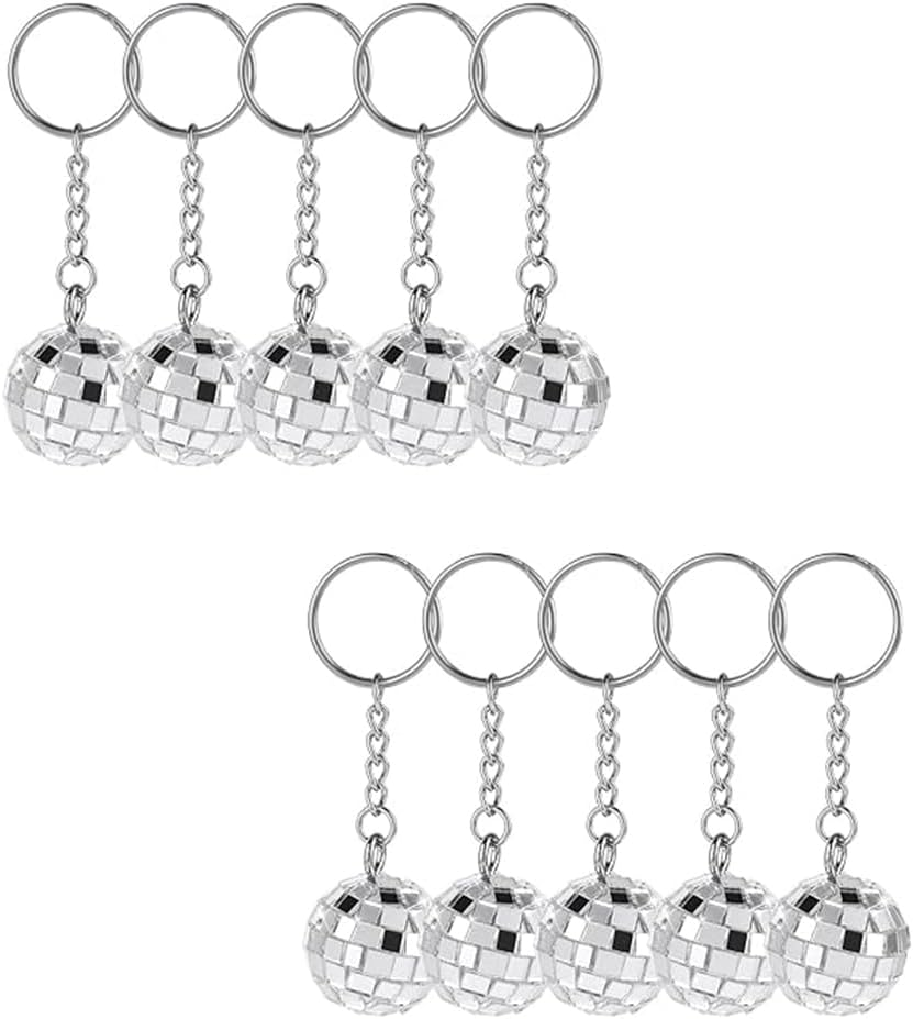 10Pcs Disco Ball Keychain, Mini Disco Ball Party Favors Keychain, Small Disco Balls, Disco Party Favors Supplies Accessories for 70S 80S Disco Party Halloween Christmas Party Decorations image number 1