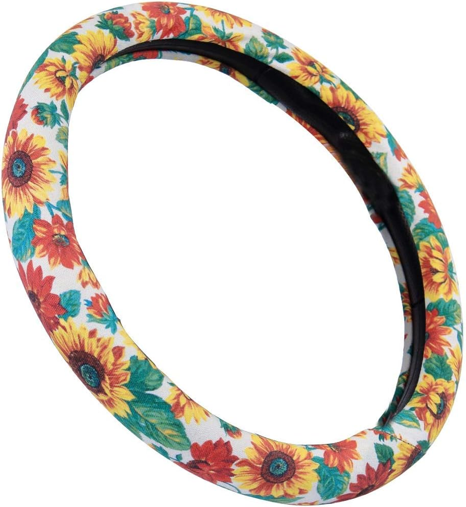 Mayco Bell 2016 Automotive Women Embroidery Cute Car Steering Wheel Cover (Yellow) - Cherry image number 2