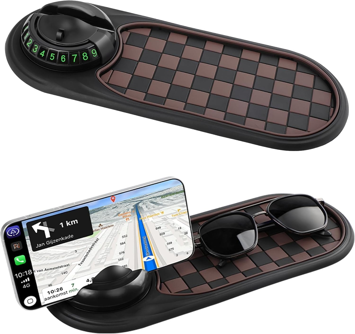 Multifunction Car Anti-Slip Mat Phone Holder, Universal Non-Slip Dashboard Pad for Mobile/Cell Phone, Rotatable 360&deg; Auto Mount with Grip, Multi-Functional Stand for Sunglasses/Key/Coins image number 6