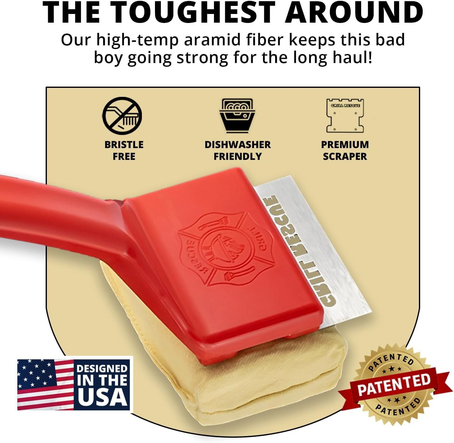 Grill Rescue Bristle-Free Steam Cleaning BBQ Brush - Safe for All BBQ Types, Heat-Resistant Head, Perfect for Stainless Steel, Porcelain, Cast Iron Grates (Scraper Brush) image number 1