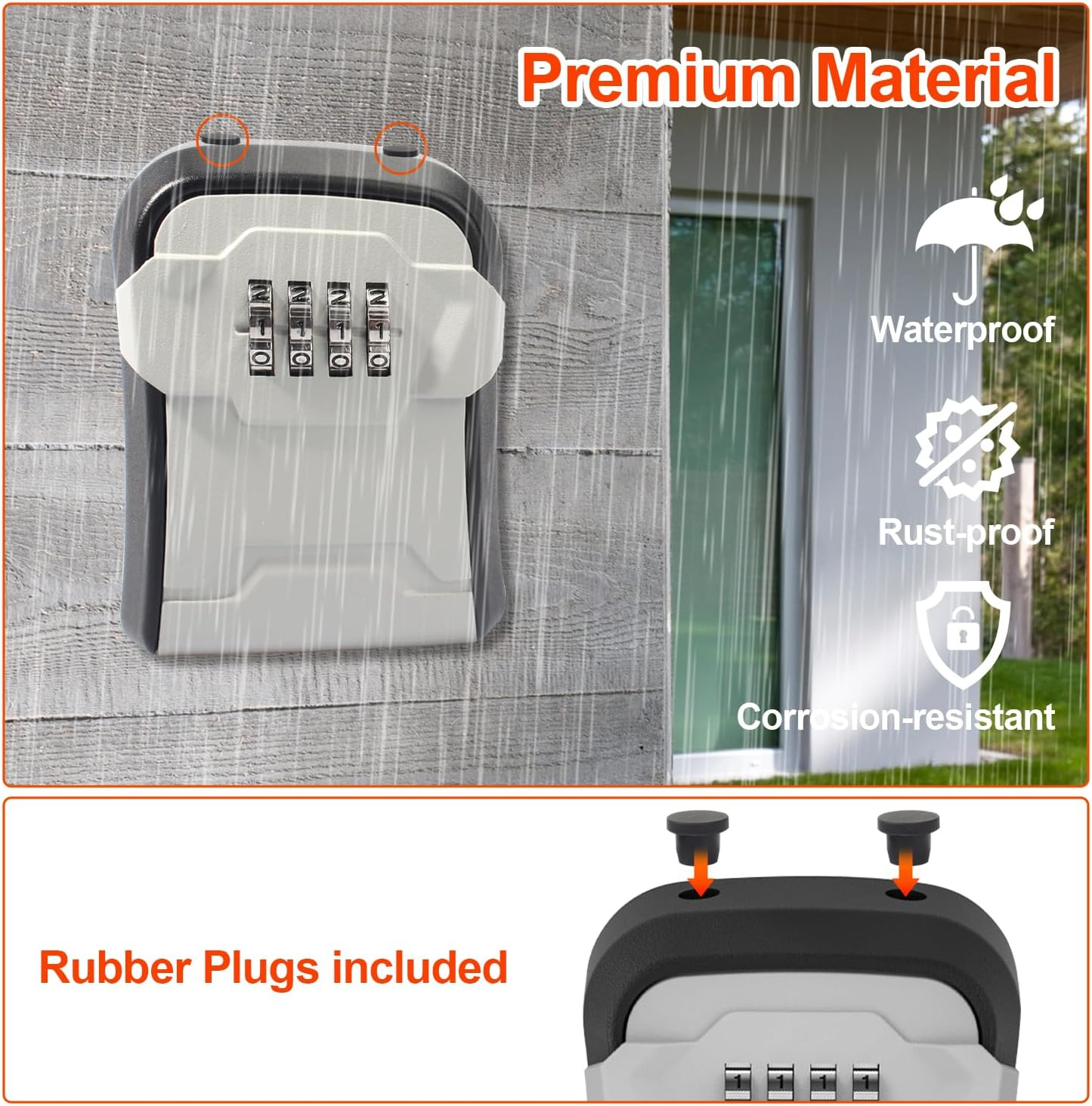 Lock Box,Key Lock Box Wall Mounted for outside House Keys,Portable Key Safe Combination Lockbox with Resettable Code, Gray image number 6