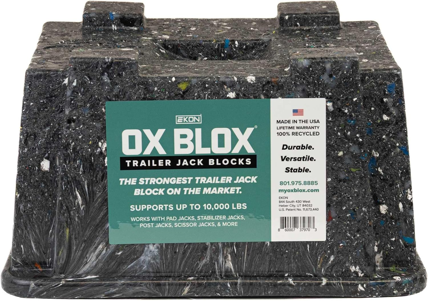 OX BLOX Trailer Jack Block | RV and Camper Blocks for Any Tongue Jack, Post, Foot, or Stabilizer (Round or Square) | Supports up to 10,000 Lbs per Block image number 4