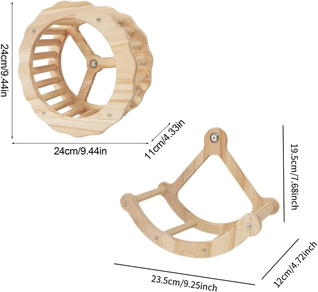 AIMALL Wooden Parrot Exercise Wheel Toy with Silent Bearings and Durable Design for Climbing and Play, Bird Cage Accessory image number 4