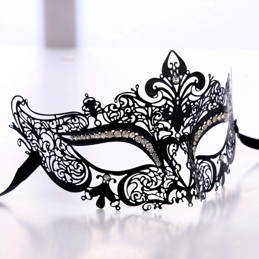 Masquerade Mask for Women Metal Mask Shiny Rhinestone Venetian Party Evening Prom Ball Mask Bar Costumes Accessory