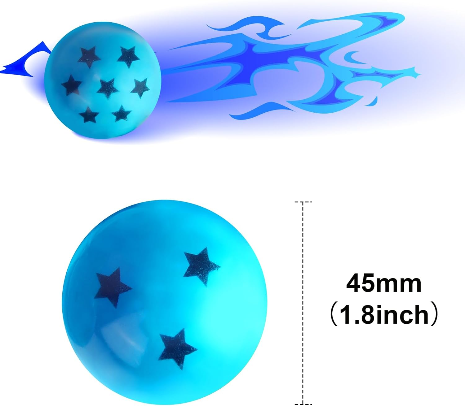 Ayfjovs 7PCS 45Mm Blue Dragon Large Bouncy Balls, Dragon 7 Stars Balls, DBZ Gift Set Birthday Party Game Balls image number 1