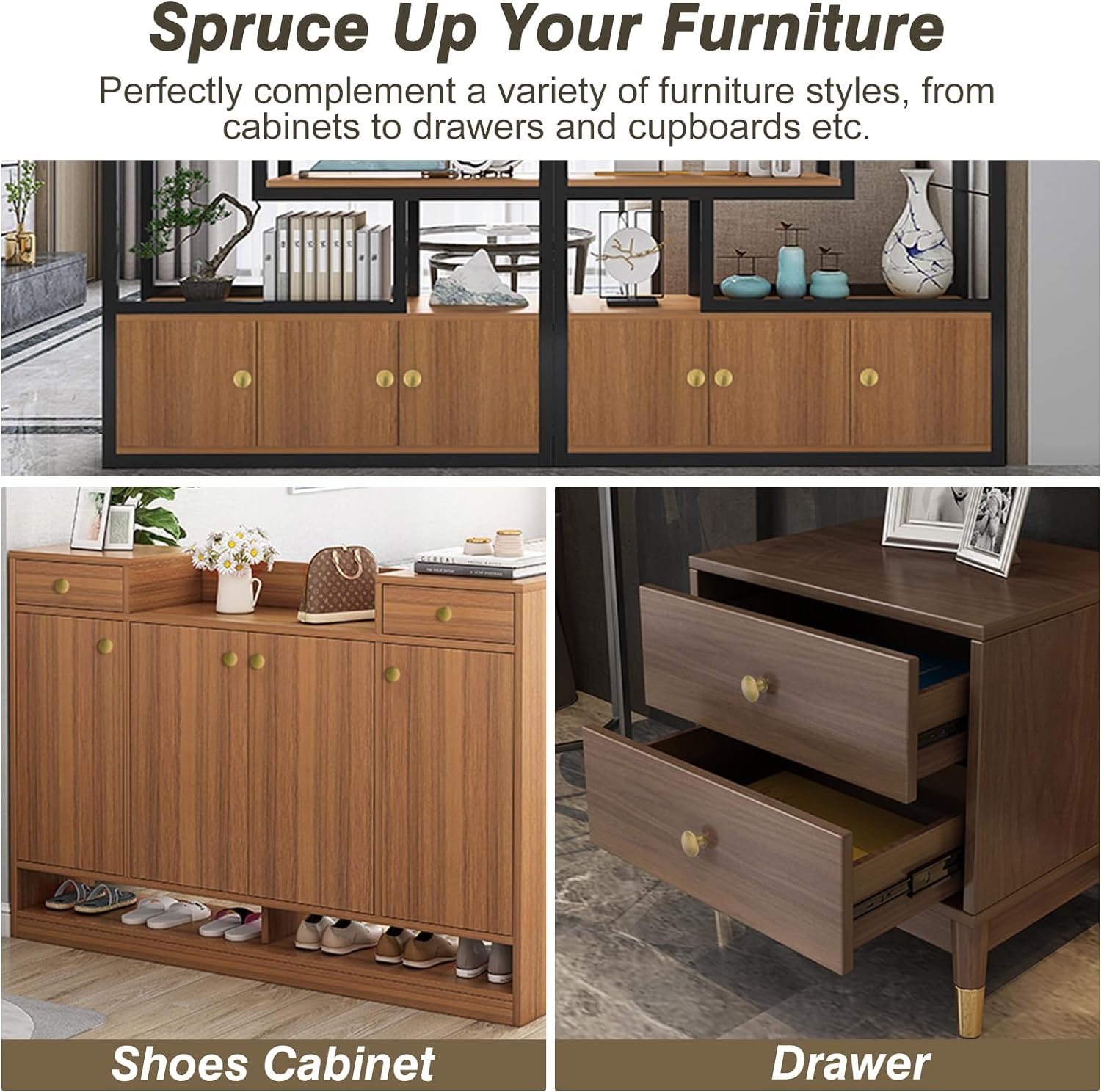 Tsunnee 12PCS Vintage Cabinet Knobs, Chic Drawer Knobs, Antique Brass Kitchen Cupboard Handles, 30Mm round Furniture Door Knobs