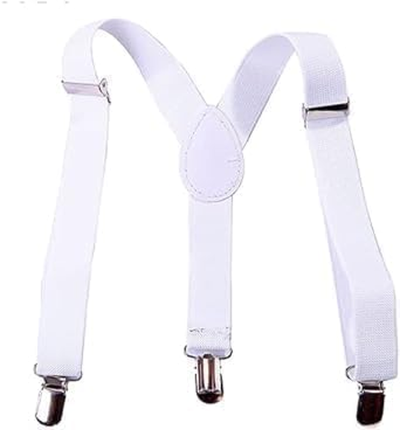 White Child Kids Girls Boys Suspenders Braces, Adjustable Clip on Y-Back Elastic Suspenders with Metal Clips for Girls Boys' Accessories, Clothing, Shoes and Jewelry image number 4