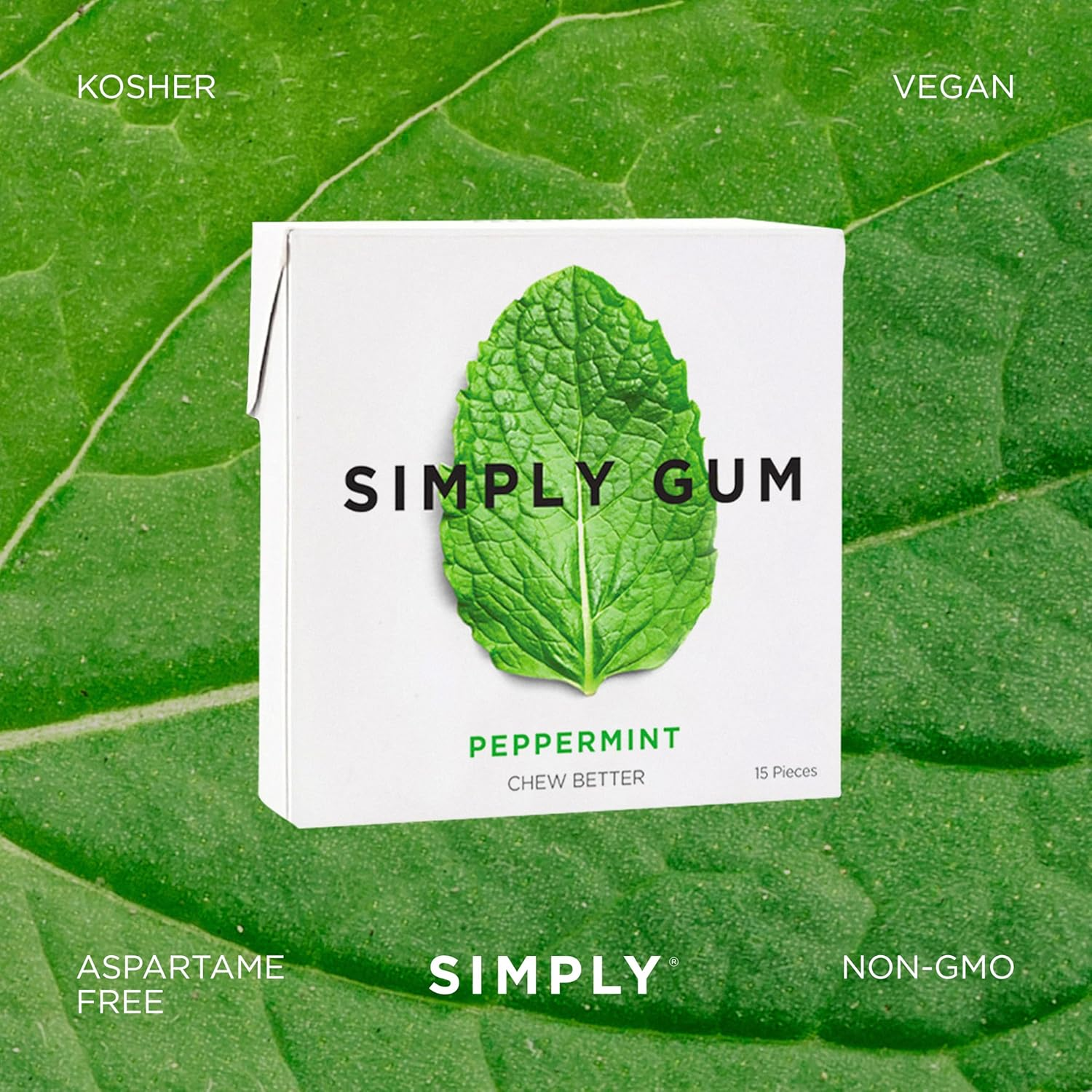 Simply Gum | Natural Chewing Gum | Variety Pack - Peppermint, Cinnamon, Ginger, Fennel, Maple, Coffee | Plant-Based + Plastic-Free + Aspartame-Free | Pack of Six (90 Pieces Total) (Variety (Original)) image number 4