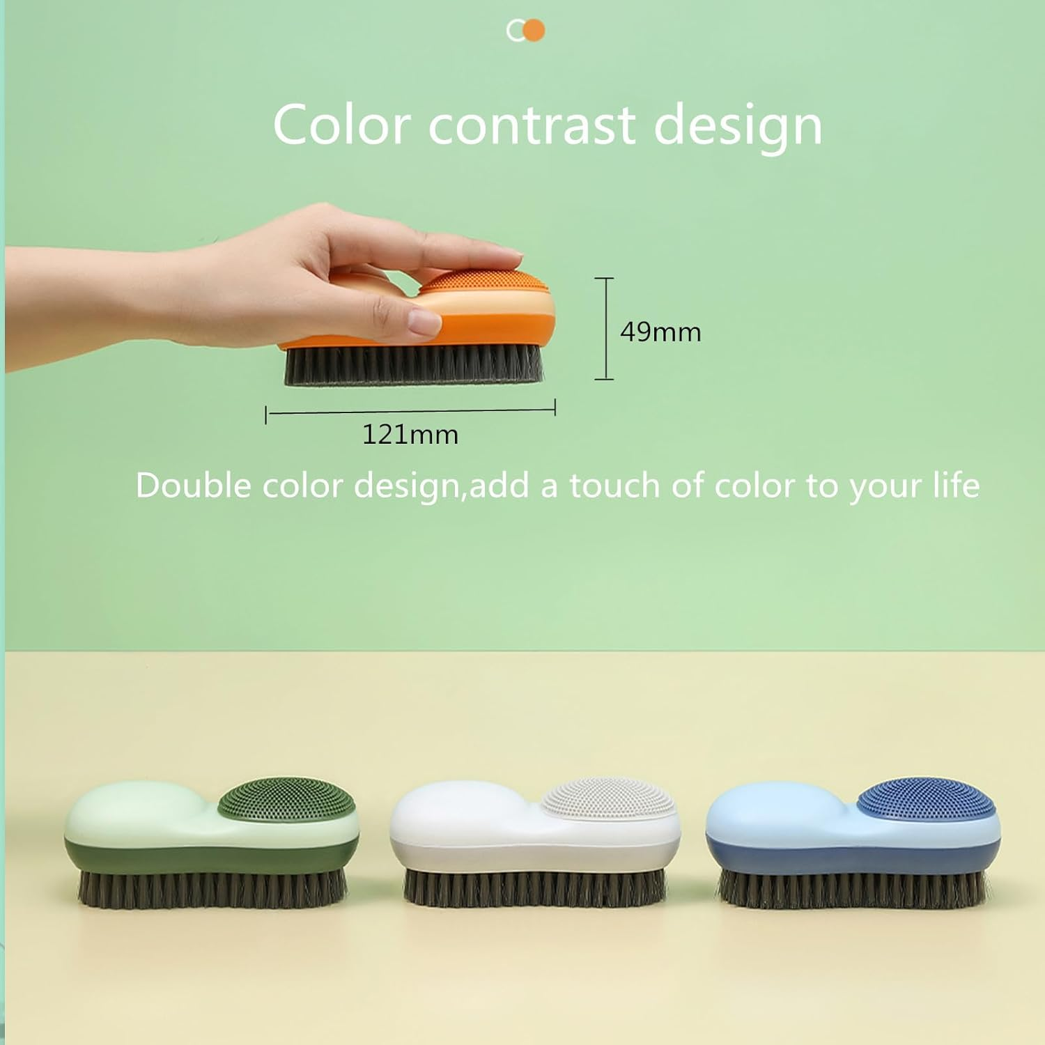 Two-Sided Laundry Stain Remover Brush, Soft Bristle for Scrubbing Out Tough Stains on Wool Cashmere Delicate Fabrics Knits Cotton Leather, Easy to Grip Hand Washing Clothes Brushes (White) - White image number 4