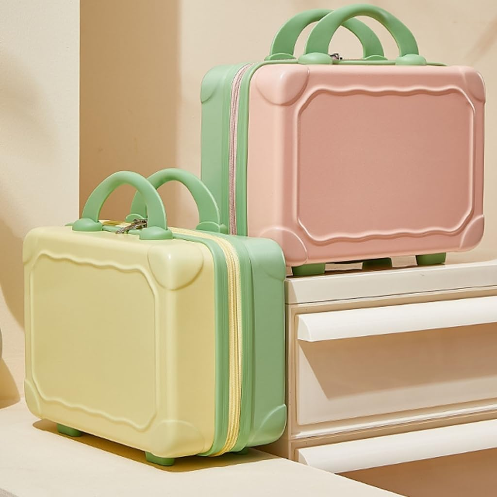 DDPOND 14 Inch Mini ABS Cosmetic Bag Portable Travel Makeup Suitcase Decorative Hand Luggage Carrying Bag for Women Girls image number 3