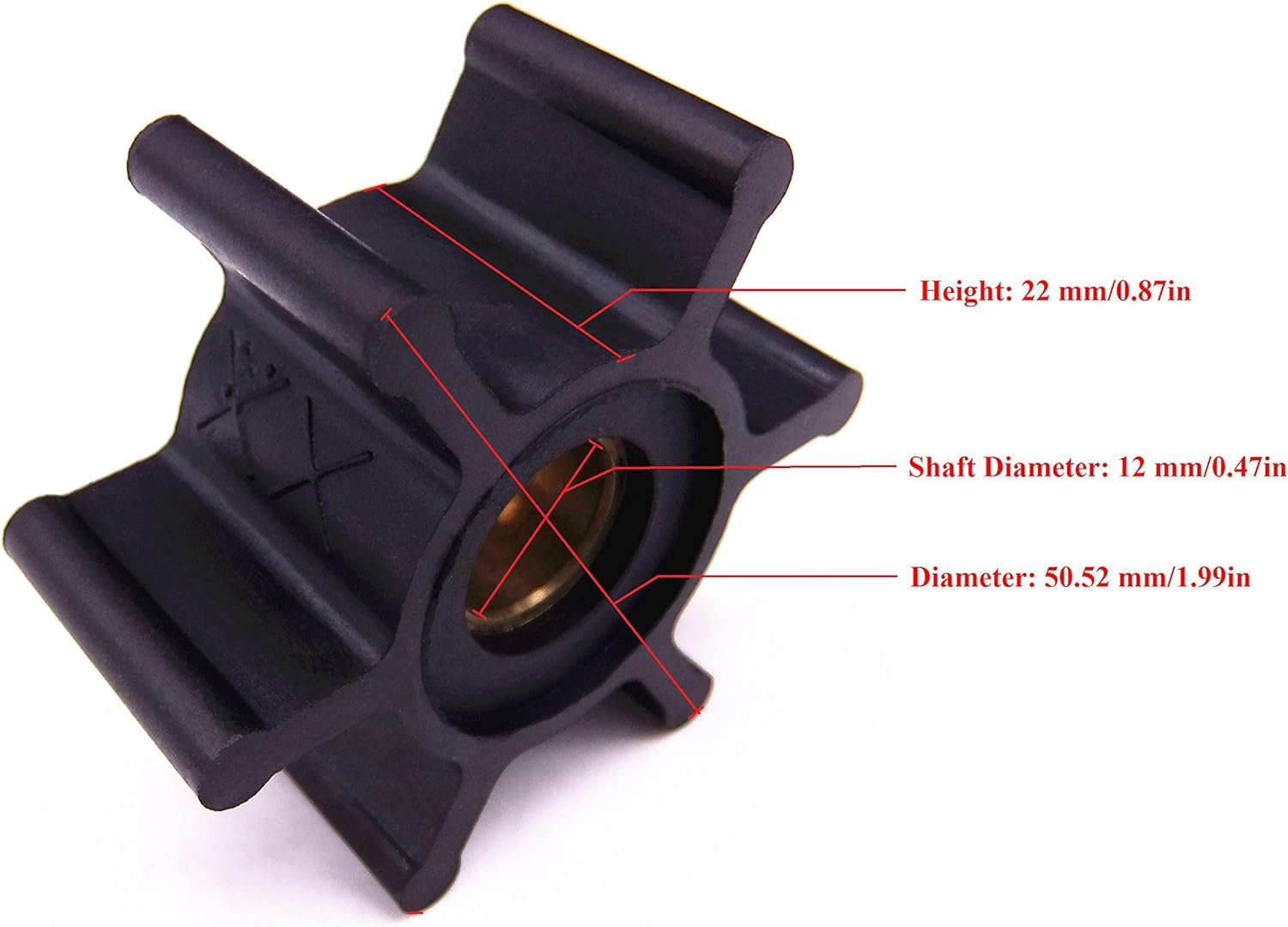 09-810B 18653-0001 653-0001 128990-42200 9-45713 Water Pump Impeller for Jabsco/Johnson/Yanmar Engine Pump image number 3