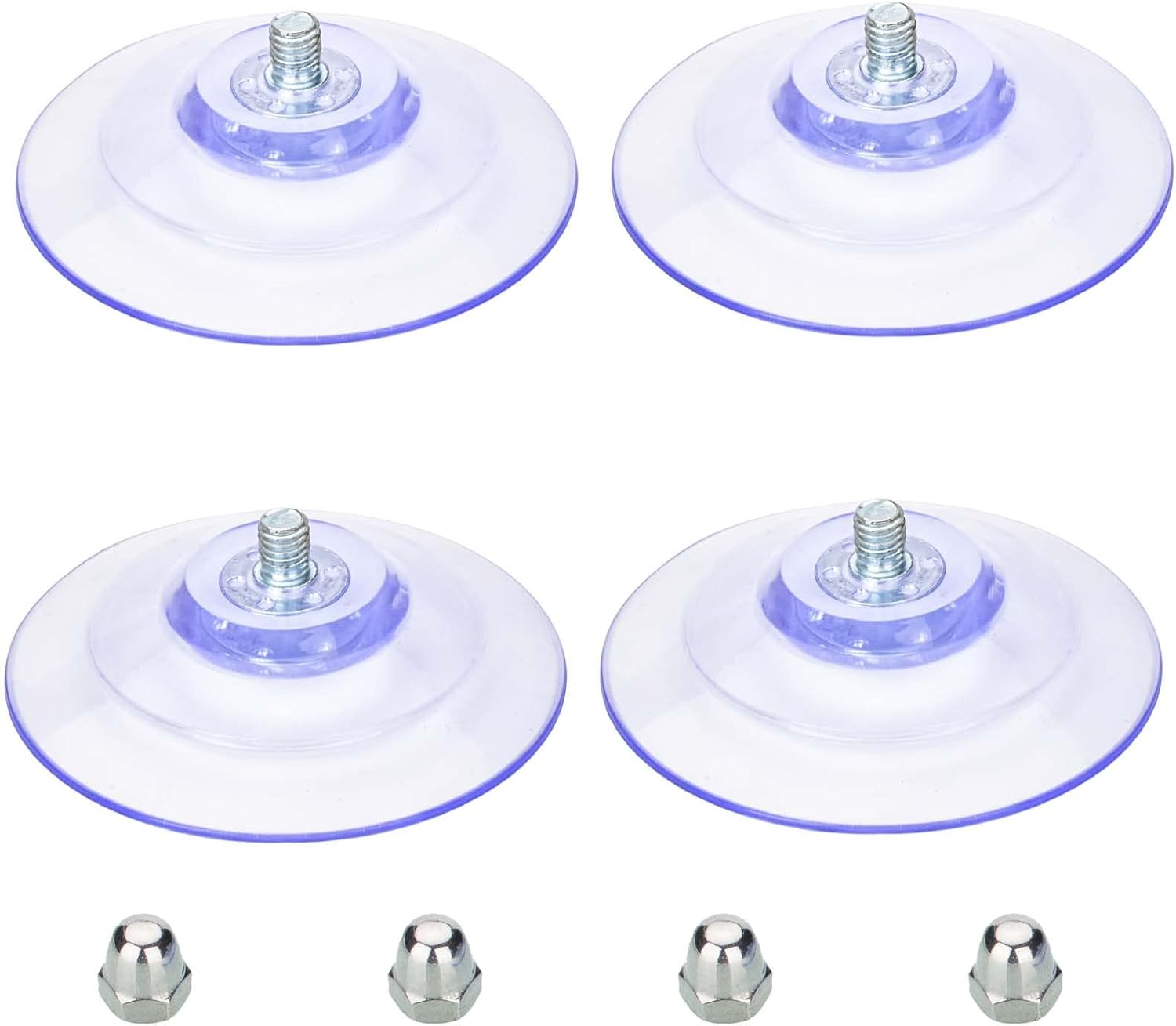 Accencyc Large Suction Cup with Screws 85Mm/ 3.4" Plastic Suction Pads 4 Pack Clear PVC Sucker Pads with M8 Screw Nut Extra Strong Adhesive Glass Suction Holder image number 1