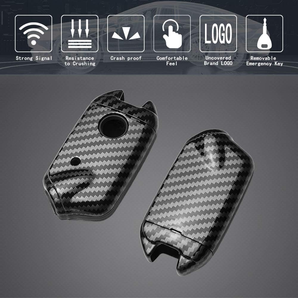 TANGSEN Smart Key Fob Case Compatible with KIA Stinger K900 3 4 Button Keyless Entry Remote Personalized Protective Cover Plastic Carbon Fiber Pattern Black Silicone 2017 2018 2019 image number 3