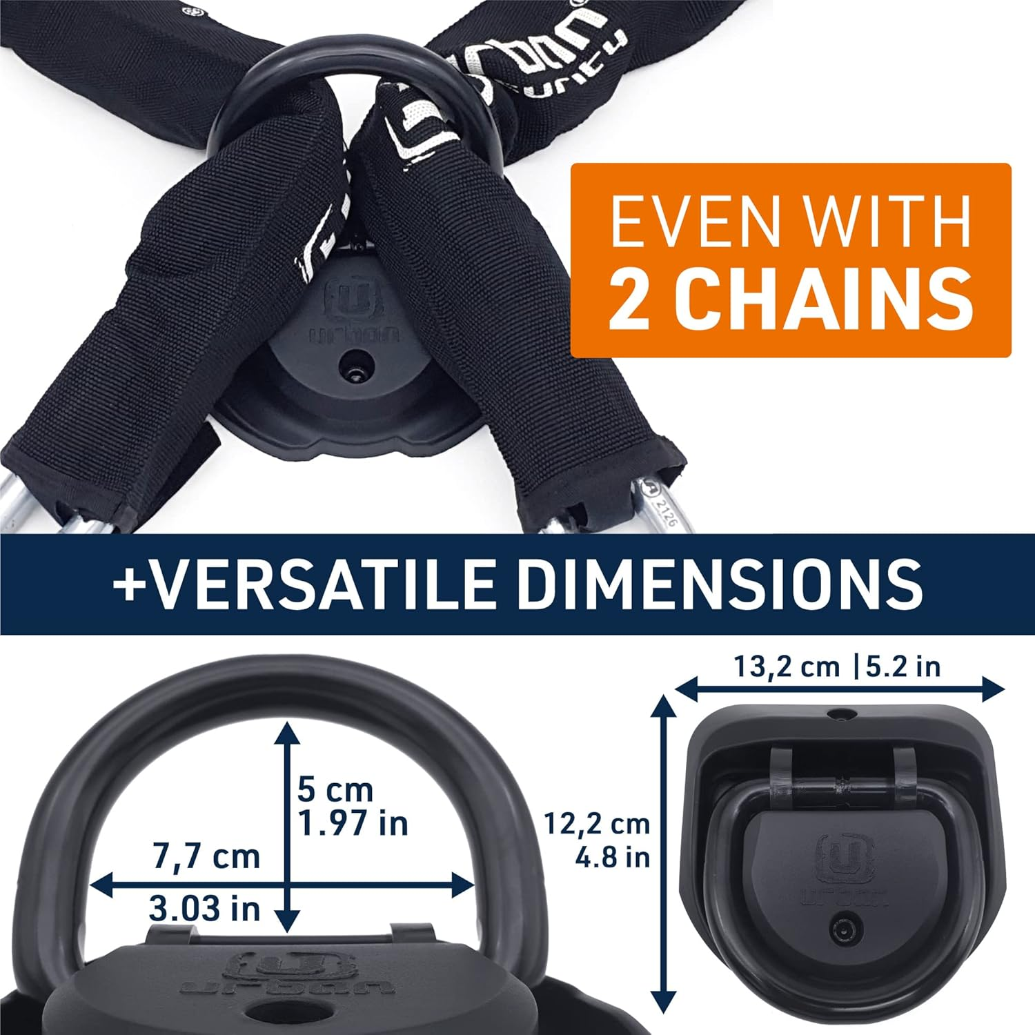 Urban UR55 Highest Tested Security Anchor for Motorcycle, Foldable &Oslash;14 Hardened Steel Ring, 4 Expansion Bolts, Anti-Theft Wall Ground Dloor Fixing for Garage, Trailer, Scooter, Bicycle Parking image number 5