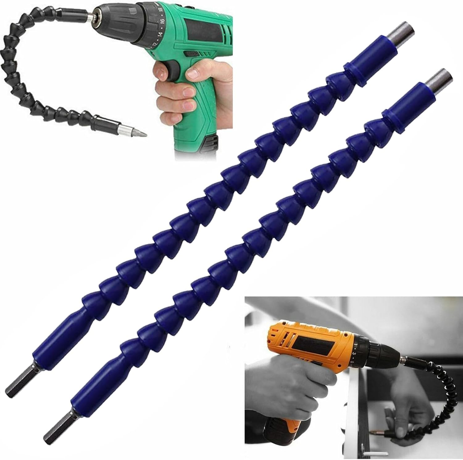 Super Bit，Superbit Screwdriver Flexible，Flexible Drill Bit Extension Bar，Flexible Shaft Extension Bits，Super Bit Bendable (2Set Blue)