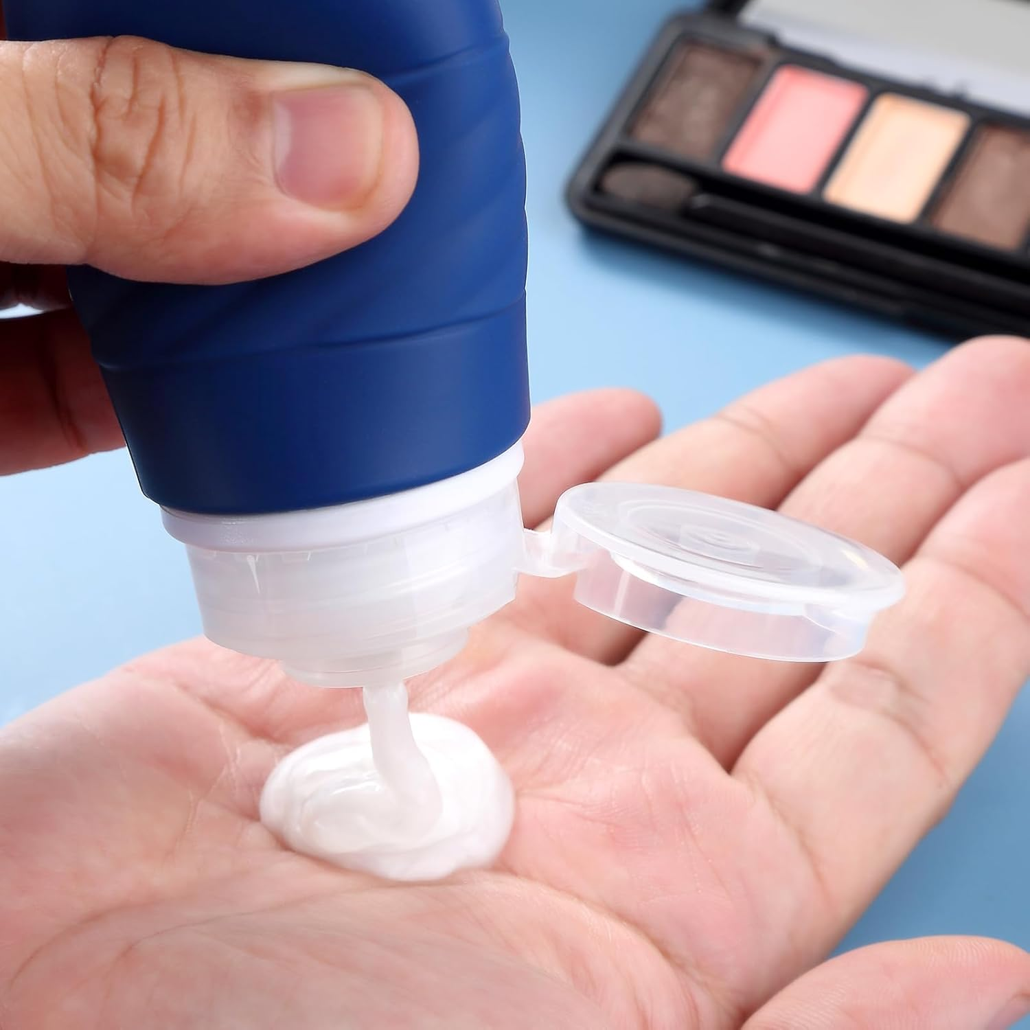 Gemice 4 Pack 3Oz Silicone Travel Bottles, TSA Approved, Leak Proof, BPA Free, Reusable, Wide Mouth, for Travel, Camping, Sports, Home Storage - Malachite image number 6