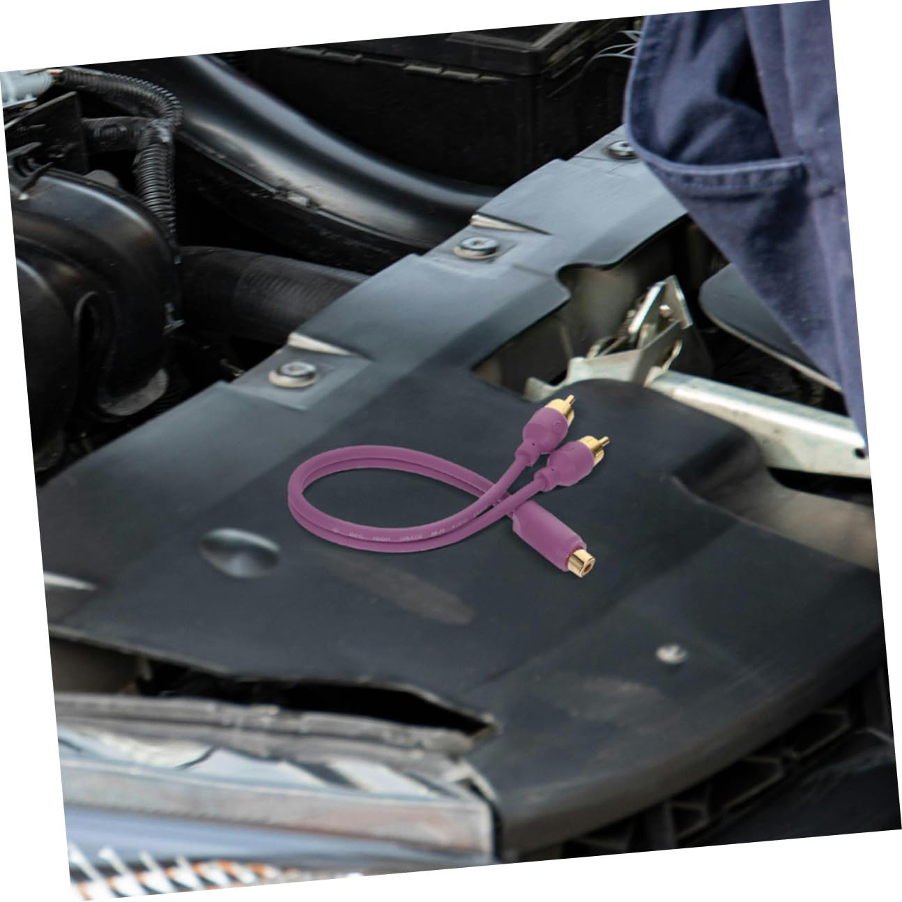 2Pcs RCA Y Splitter Cable for Car Audio Subwoofer Amplifier Adapter Violet Audio Line Converter Compatible with CD Player Home Theater Easy Install High-Fidelity Sound Upgrade