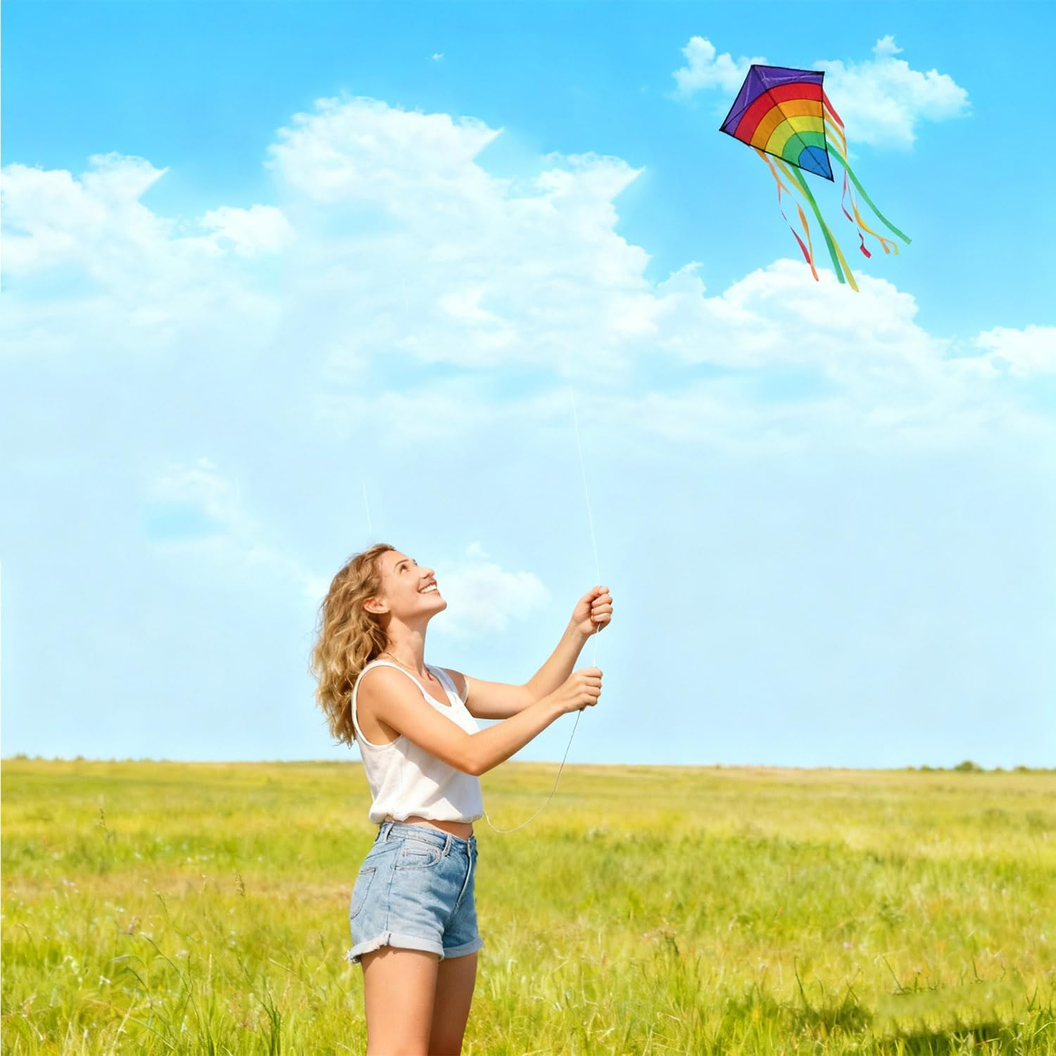 Voarge Dragon Adult Rainbow Eddy Diamond Dragon Flight Kite Outdoor Toy with 80 M Kite String for Games and Outdoor Activities image number 4