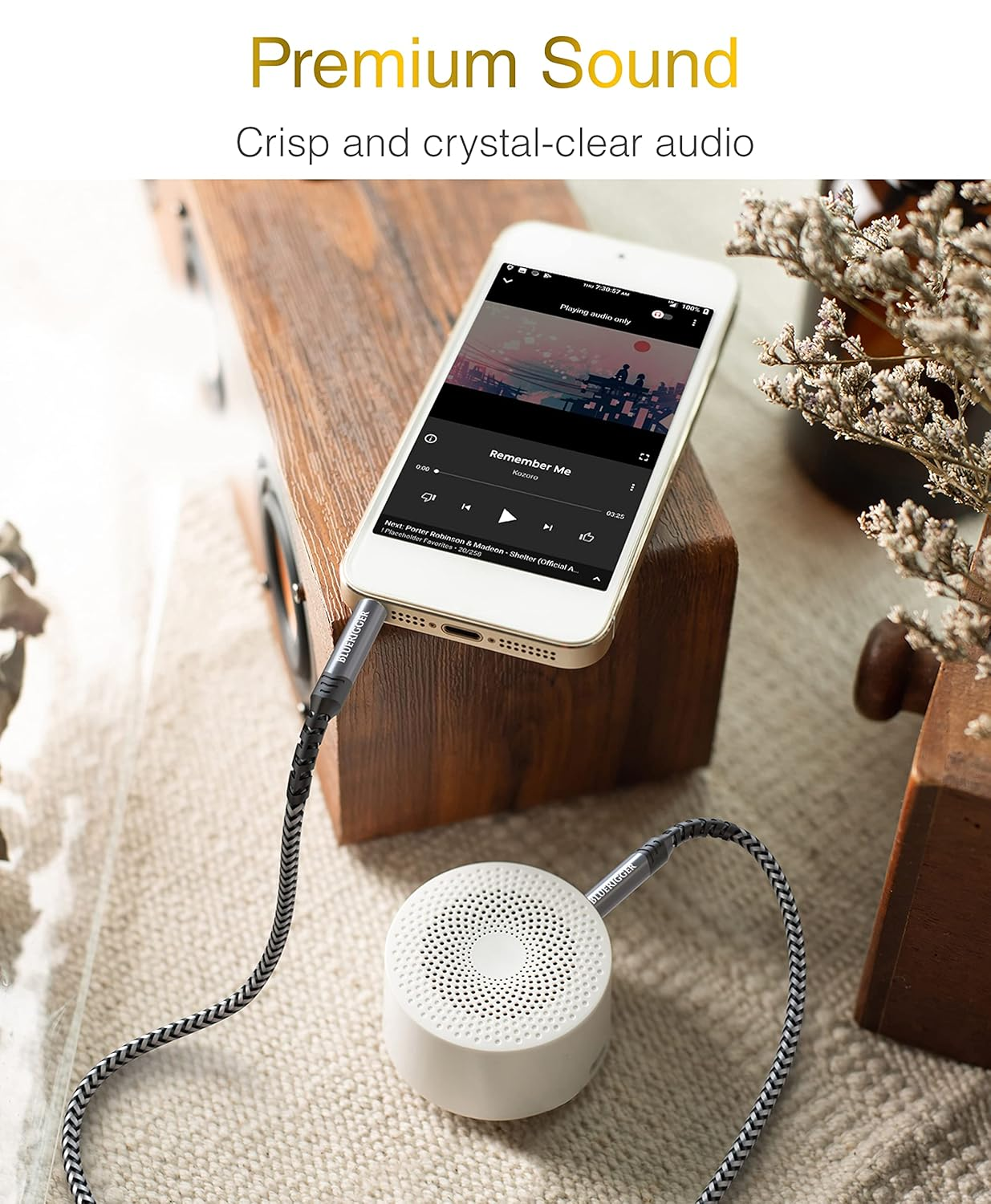 Bluerigger 3.5Mm Stereo Audio Cable (10FT, 2 Pack, 24K Gold Plated Jack, Auxiliary Cable, Male to Male, Hi-Fi Sound) &ndash; Aux Cord for Headphones, Home Car Stereo, Speaker, Amplifier, Phones, Tablets image number 1