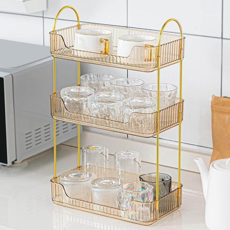 Vanity Trays for Bathroom, Skincare Makeup Organizer Shelf, Bathroom Counter Shelf, (GD, 3Tier) image number 6