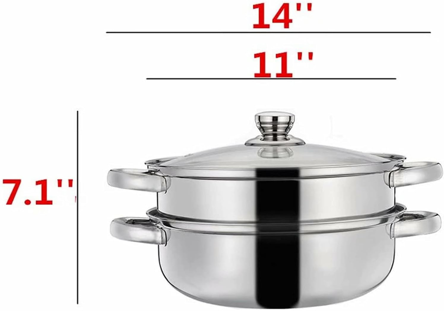 Yamde 2 Piece Stainless Steel Stack and Steam Pot Set - and Lid,Steamer Saucepot Double Boiler&hellip;