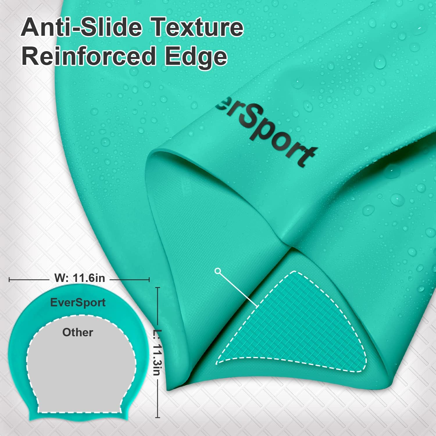 Eversport Large Swim Cap for Braids and Dreadlocks, Waterproof Silicone Swimming Cap for Women Men Keep Hair Dry - Deep Green image number 4