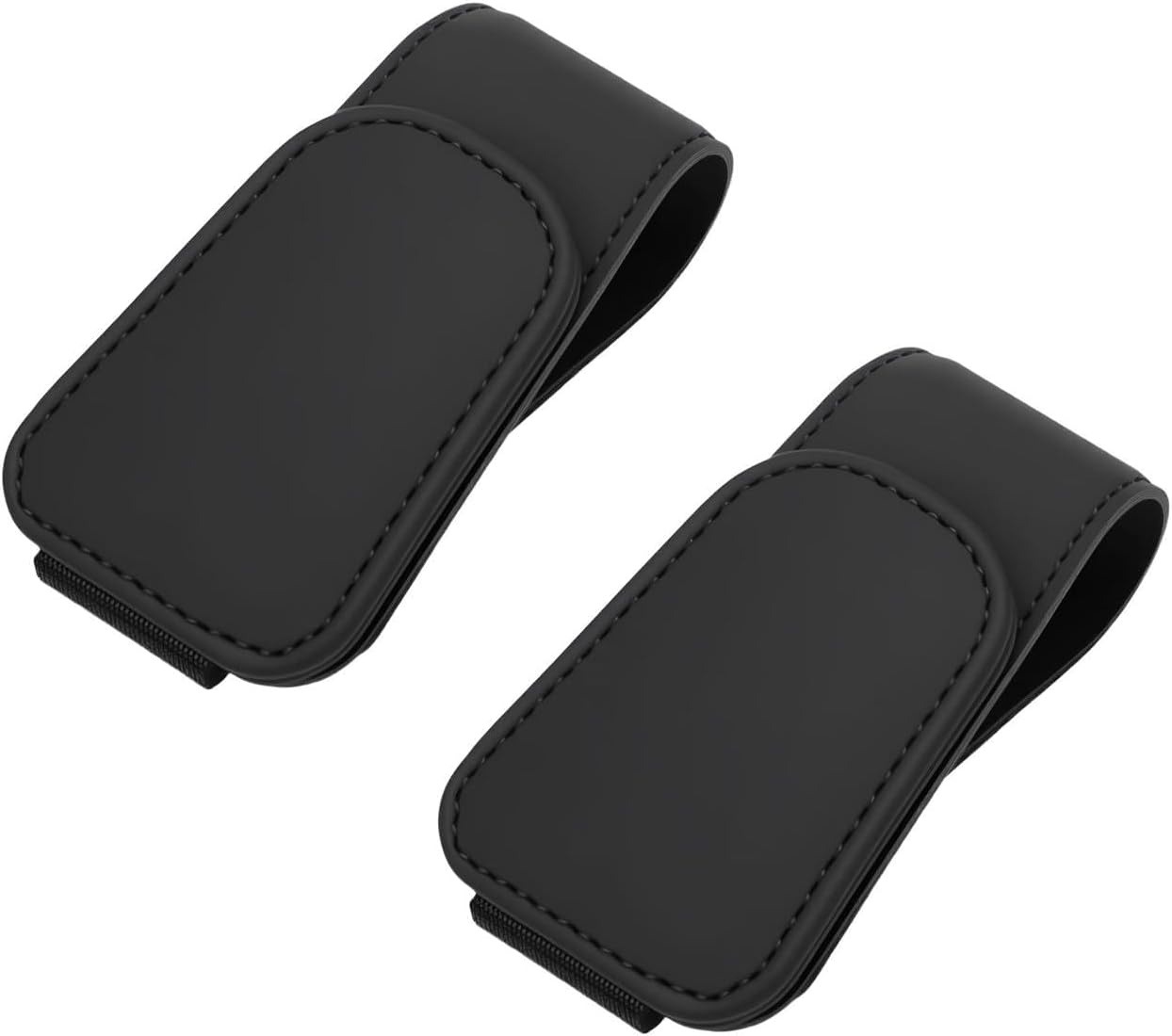 2Pcs Car Sunglasses Holder Clip, Black Magnetic Car Eyeglass Clip, Sunglasses Holder Car, Genuine Leather Car Sunglasses Rack, Sun Visor Suv Interior Eyeglass Clip, General Motors Interior Accessories image number 1