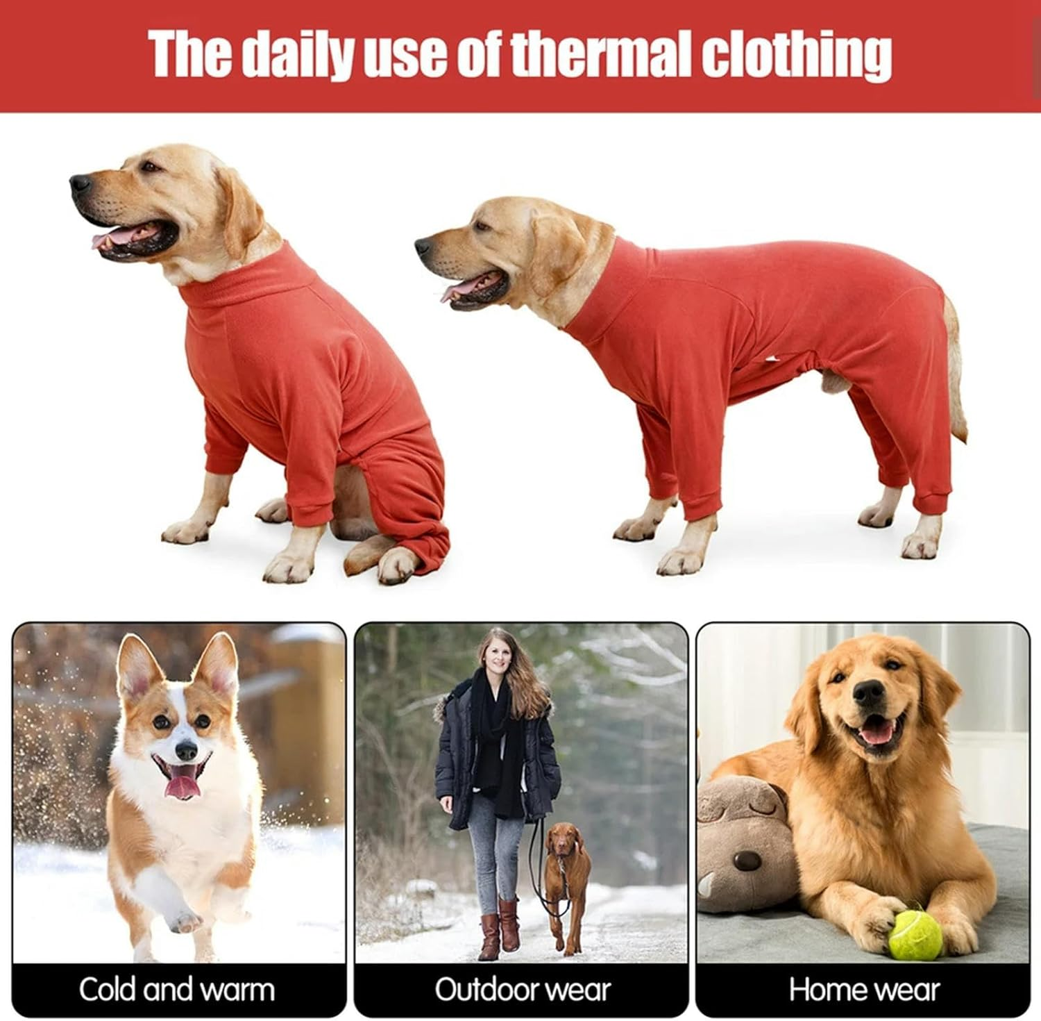 IUOUTG Dog Winter Coat Pet Pajamas for Large Dogs Warm Fleece Dog Jacket Windproof Dog Pullover Jumpsuit for Small Medium Large Dogs Walking Hiking Travel Sleep image number 5