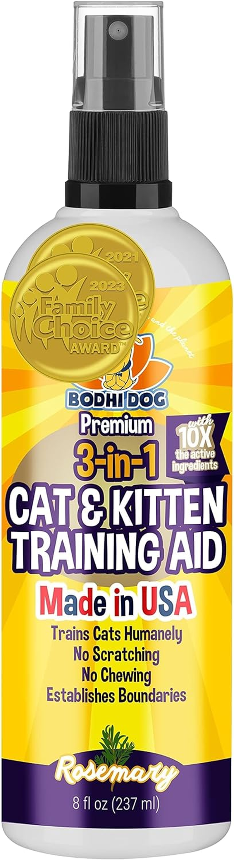 3-In-1 Cat & Kitten Training Aid with Bitter | Cat Training Spray for Indoor and Outdoor Use | anti Scratch Furniture Protector | Establish Boundaries & Keep Cat off | Made in the USA (8Oz)