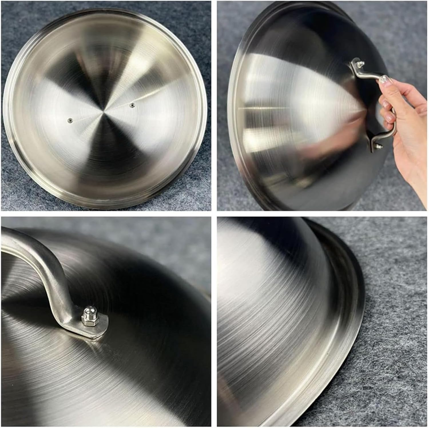 Cozioz 2PCS Heavy Duty 32CM round Basting Cover - Stainless Steel Cheese Melting Dome and Steaming Cover - Perfect for Indoor or Outdoor Flat Top Grill Cooking, 0.6Mm Thickness