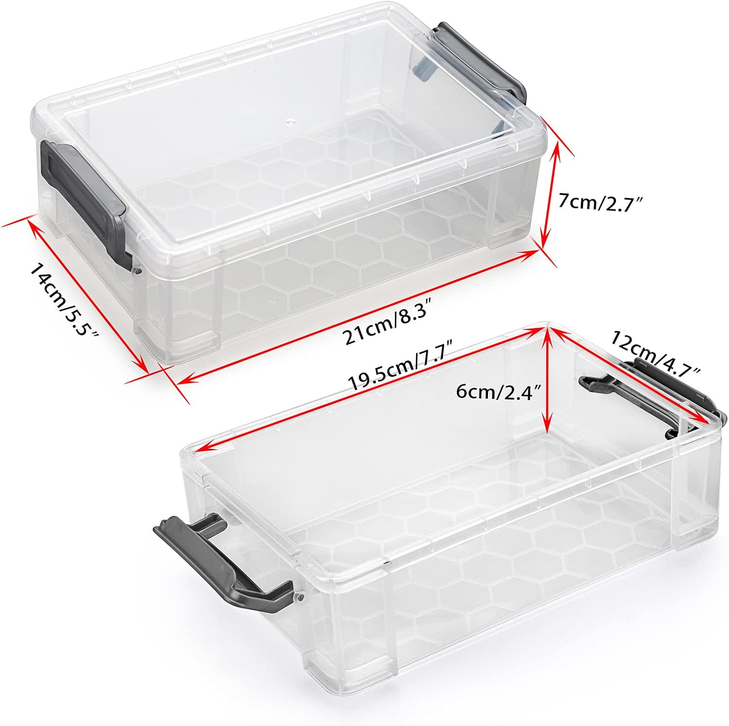 BTSKY 4 Pack Extra Large Capacity Plastic Pencil Box Stackable Translucent Clear Office Supplies Storage Organizer for Gel Pens Erasers Tape Pens Markers Etc(Grey) - Blue image number 3