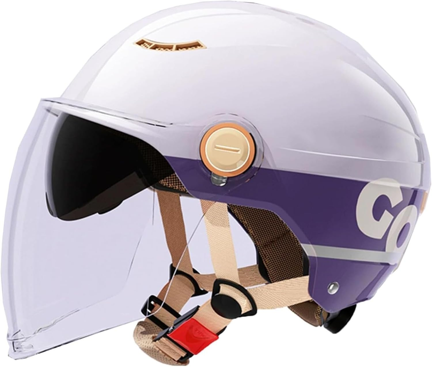 Motorcycle Half Hel-Met with Visor for Adults ,ECE/DOT Approved Lightweight Adjustable City Scooter Bicycle Hel-Met for Men Women