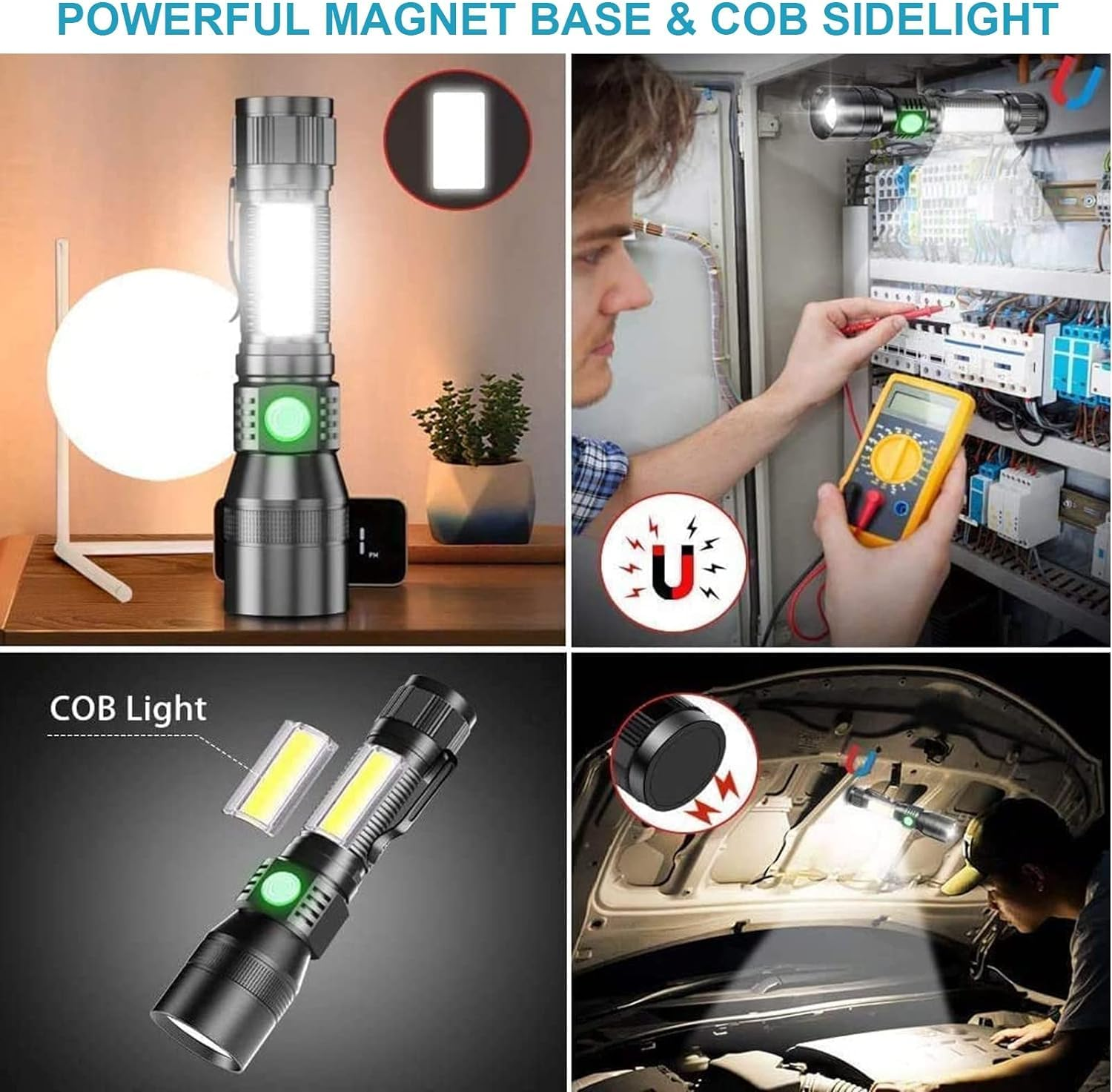 Rechargeable Flashlights, 3 in 1 Super Bright Black Light Flashlights 1200 Lumens, 7 Modes, Zoomable, IPX6 Waterproof Flash Light Recharchable for Camping, Emergency, Pet Clothing Detection image number 2