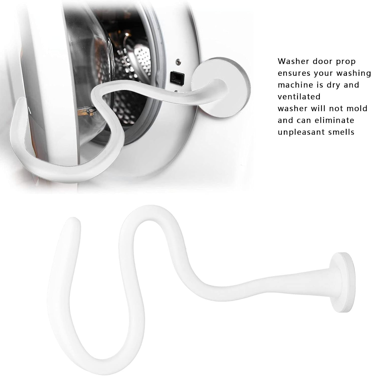 Front Load Washer Door Prop, Magnetic Washing Machine Door Holder, Keep Washer Door Open, Flexible Prop Fits Most Washing Machines, Washer Door Stopper (White) - White image number 5