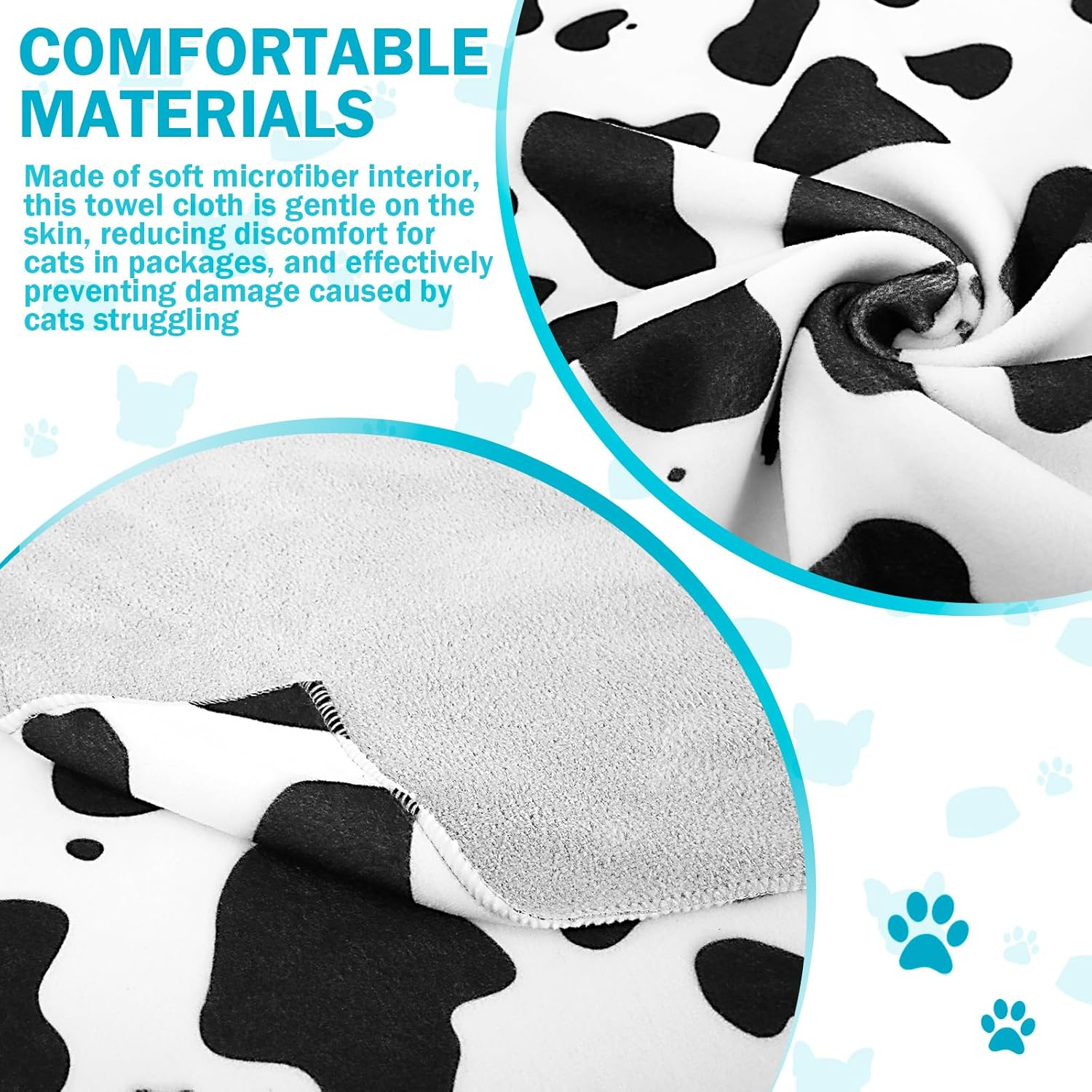 Cat Grooming Wrap Self Adherent Cat Restraint Wrap Soft Cat Wrap Fabric Scratch Cat Swaddle Wrap Multifunctional Cat Wrap Cloth Cat Blanket Wrap for Nail Clipping Cleaning Ears Fulasun.(Black) image number 5