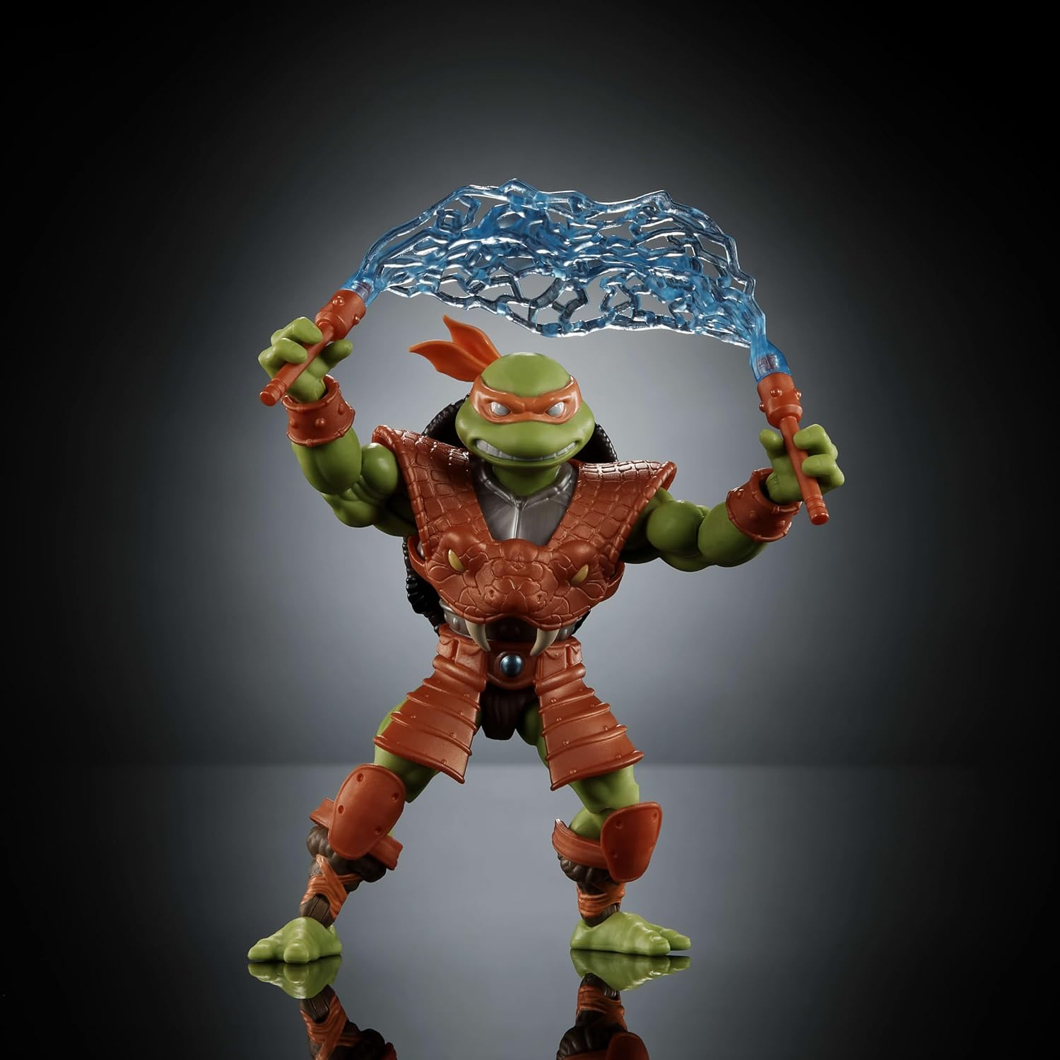 Masters of Universe Origins Turtles of Grayskull Michelangelo Reptile Wars Posable Action Figure, Teenage Mutant Ninja & Motu Crossover Hero Mikey Toy image number 4