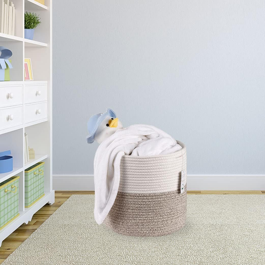 Woven Cotton Rope Plant Basket for 11 Inch Flower Pot Floor Indoor Planters,Decorative Small Basket for Plants Storage Organizer Modern Home Decor (12" X 12", Khaki) image number 4