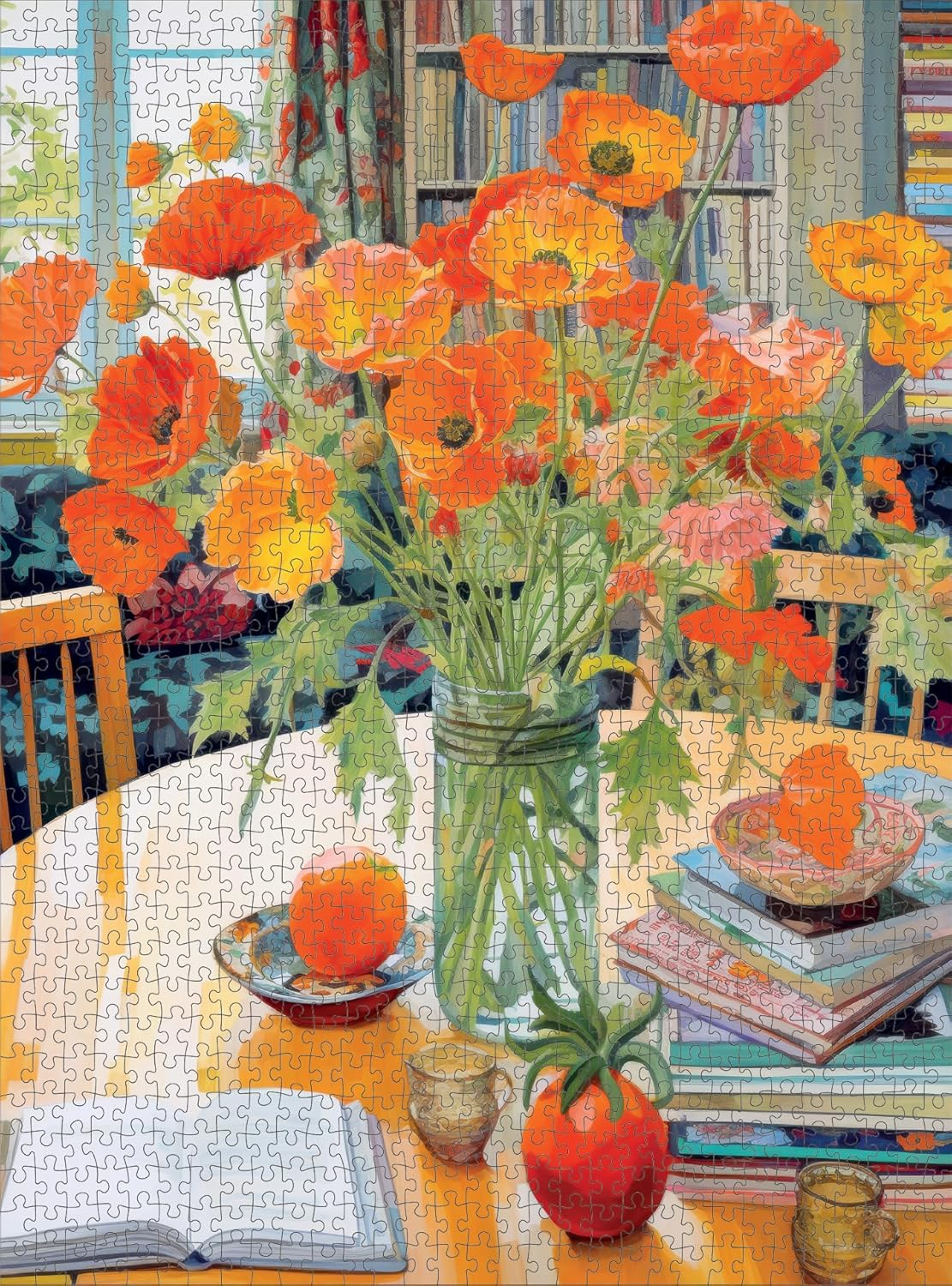 Poppies Panorama: Orange Elegance from Cross & Glory - Beautiful Jigsaw Puzzle with Vibrant Eco-Friendly Pieces, Satin Finish, and Challenging Design - 1000 Piece Puzzle for Adults image number 4