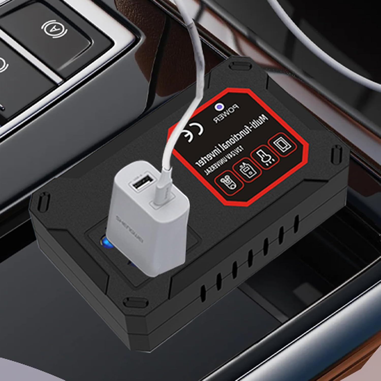 Battery Inverters for Vehicles | Vehicle Adapter Outlet with Charging Port,Versatile Road Trip Plug-In Charger Adapter for Cell Phones, Drones image number 4