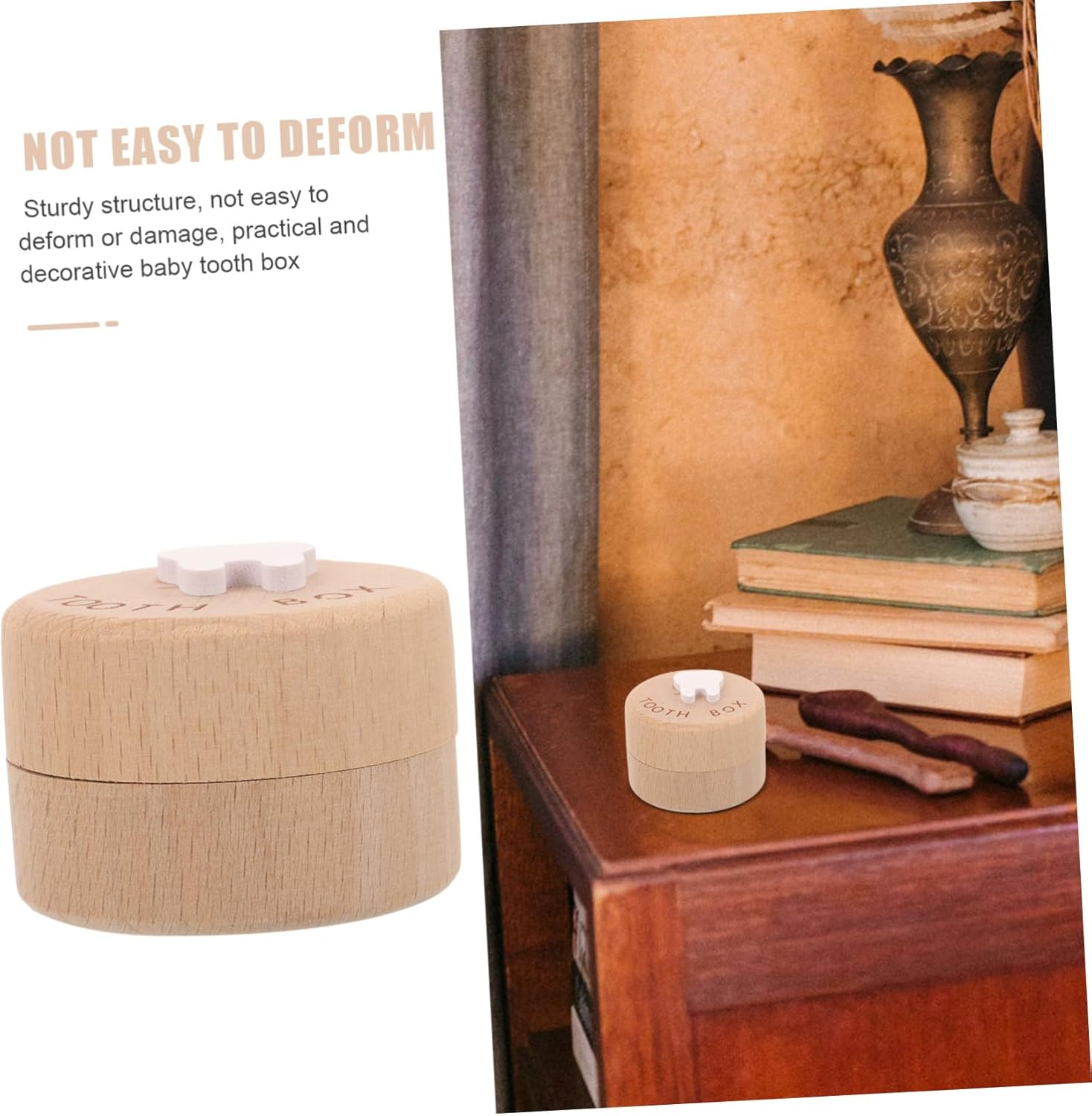 GLEAVI Wooden Baby Tooth Collection Box First Tooth Holder Fetal Hair Storage Portable Boys and Girls for Boys and Girls Keepsake Organizer