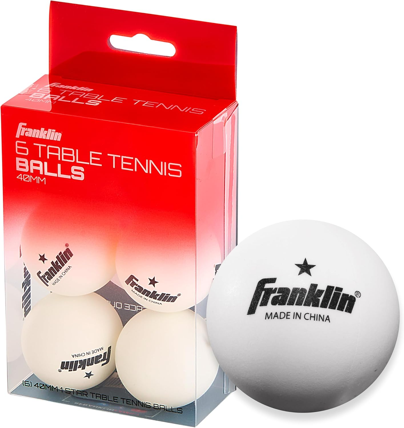 Franklin Sports Table Tennis Balls - Official Size and Weight 40Mm Table Tennis Balls - One Star Professional Balls - Bulk Packs and Family Sets - Pack Of 6